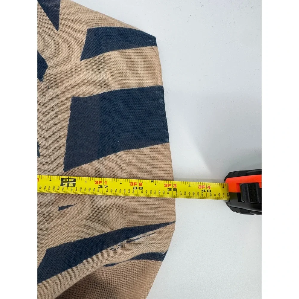 Vintage Mindy Malone Dress Tan Navy Abstract Print V-Neck ILGWU Made in USA 3-4 - Picture 10 of 11